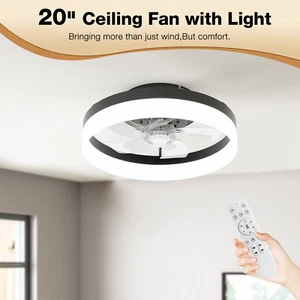20inch Modern Ceiling Fans With LED Lights and Remote App Controls - Picture 1 of 8