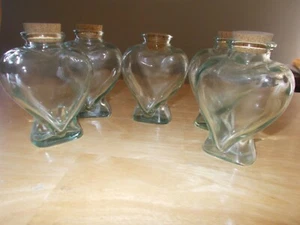 Glass Heart Shaped Bottle with Cork Lot of 5 Bottles - Picture 1 of 1