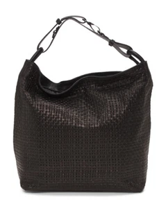 GIANNOTTI black leather basket woven tote handbag made in italy nwt - Picture 1 of 4