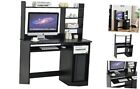  Axess Computer Desk with Keyboard Tray and Bookshelf for Home Black Hutch