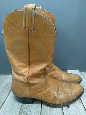 Vintage Nocona Leather Cowboy Boots Size 11 Unique Yellowish Tan Color - Image 1 of 4