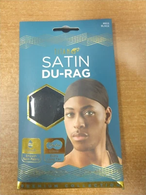 Paquete de 5: Titan Premium Collection Satin Du-Rag, Negro, X-Long Tail 3A Foto 1 de 4