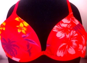 Liquid Blue RN 75869 Pink Tropical Floral Nylon Bikini Swim Top Size S (52) - Picture 1 of 16