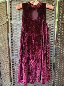 Girls Dress sz S Arizona Jeans Maroon Velvet Preowned - Picture 1 of 3