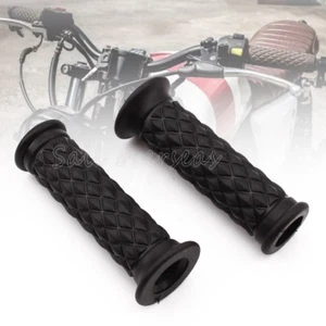1pair 7/8'' Retro Vintage Black Hand Grip Handlebar for Honda Enfield Cafe Racer - Picture 1 of 7