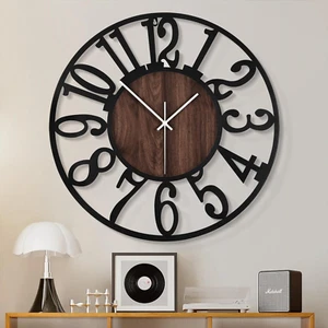 Large Wall Clock for Living Room Decor- 24" Decorative Antique Silent Non Tickin - Picture 1 of 9