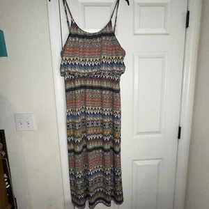 3X MAGIC Women's Full Length Maxi Dress Size Small Black Aztec Theme Sundress - Bild 1 von 6