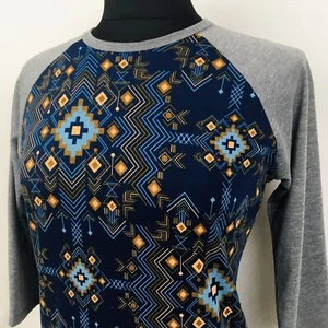 Camicia Lularoe donna taglia XS motivo geometrico azteco vestibilità ampia tunica blusa top - Foto 1 di 9