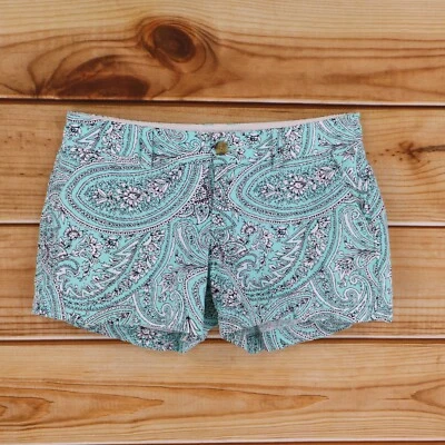 Pantalones cortos antiguos azul marino para mujer talla 2 verde azulado blanco cachemir 100 % algodón bolsillos chinos Foto 1 de 4