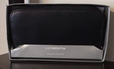 Cartera sin asas de cuero Liz Claiborne chequera tarjetero cierre con cremallera #2 Foto 1 de 4