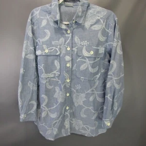 Vintage Russ Floral Shirt Men's Size L Made in USA Large Chambray Union Made - Imagen 1 de 13