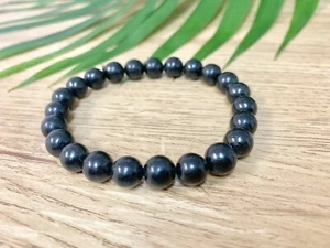 Jet Bracelet Stretchy Jet Bead Bracelet Gemstone Crystal Reiki Wicca Chakra 8mm. - Picture 1 of 6