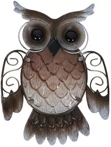 Metal Owl Wall Art Brown Metal Garden Ornament Indoors Outdoors, 9 x 7 inches - Picture 1 of 3