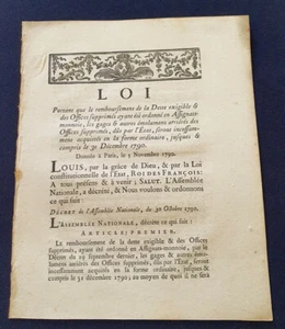 Loi concernant le paiement de la dette en Assignats - 1790 - Picture 1 of 2