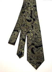 The Tie Bar Stain Resistant 100%Silk Tie Black Grey Olive Green Paisley - Picture 1 of 5