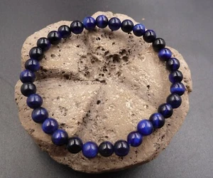 Armband mit blauem Tigerauge / natürlichem Falkenauge - Kugeln 6 mm - Bild 1 von 3