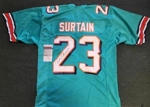 PATRICK SURTAIN #23 MIAMI DOLPHINS SIGNED AUTOGRAPH CUSTOM TEAL JERSEY SZ XL JSA - Picture 1 of 4