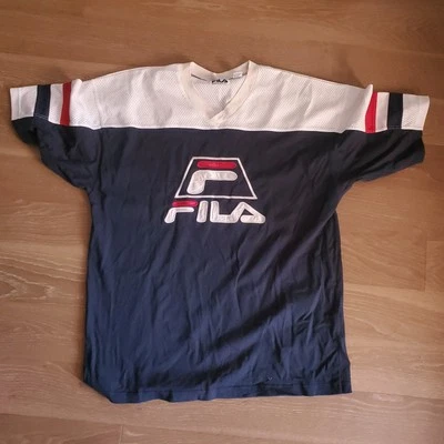 Camiseta deportiva de hockey FILA VINTAGE malla 2XL XXL azul blanco rojo años 90 Foto 1 de 4