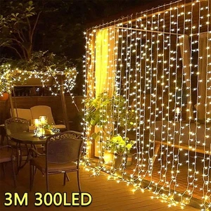 3m LED Vorhang Lichterkette USB Lichterkette Girlande für Weihnachten Hochzeit Party - Bild 1 von 25