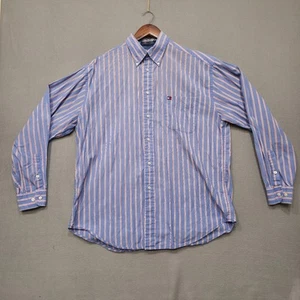 Tommy Hilfiger Men's Blue Striped Long Sleeve Button Up Shirt Size Large - Picture 1 of 6