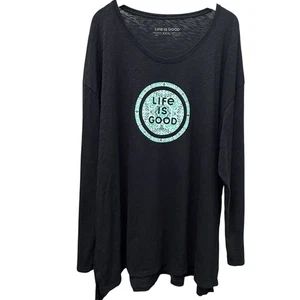LIFE IS GOOD Long Sleeve Tee Size XXXL Black Cotton Womens Graphic T-shirt Top - Picture 1 of 9