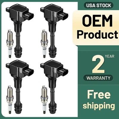 4 Ignition Coils Pack UF350 and Spark Plug For 2002-2006 Nissan Altima 2.5L l4 Foto 1 de 4