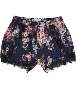 P.J. Salvage Womens Floral Lace Detail Pajama Shorts, Blue, Small - Picture 1 of 2