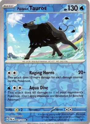 Paldean Tauros 041/193 - REVERSE HOLO - SV02: Paldea Evolved - NM - Image 1 of 2