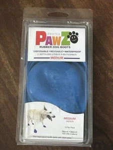 12 NEW Pawz Medium Blue Rubber Dog Boots Reusable Waterproof Protex - Picture 1 of 2