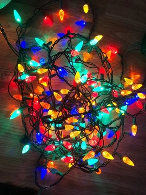 150 count large crystal cut bulb multicolor LED Christmas 38 feet Light string - Image 1 of 3