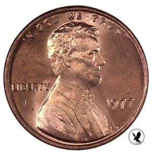 1977-P Lincoln Cent Showing Doubling, Exact Coin, High Mint State & RED - Picture 1 of 10