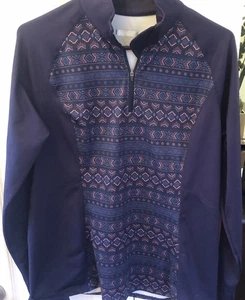 Marmot Women XL 1/4 Zip Jacket Pullover  Navy Aztec Fleece Lining Modal Unworn - Picture 1 of 9