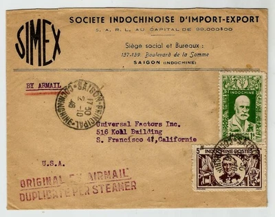 Vietnam 1946 (2 de octubre) Cubierta comercial a EE. UU. franqueada con ocupación japonesa o Foto 1 de 2