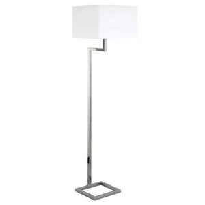 HomeRoots 64" Nickel Floor Lamp with White Frosted Glass Rectangular Shade - Picture 1 of 8