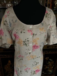 Sarah Spencer Maxikleid Floral Milk Maid Cottage Core 100% Leinen Übergröße 18W - Bild 1 von 12