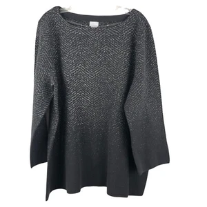 NWT Chicos 3 Pullover Shine Sweater Boat Neck Size 16 Gray Shimmer Metallic - Picture 1 of 6