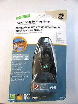 Outlet Outdoor Mechanical Countdown Light Sensing Timer 15255 GE Eight-Hour New - Image 1 of 2