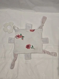 London Bridge by Maison Chic Pink Floral Small Crinkle Blankie Toy Teether - Picture 1 of 5