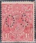 (F241-65) 1926-8 Australia 1 1/2d red KGV OS SM multi W/M stamp (BO)