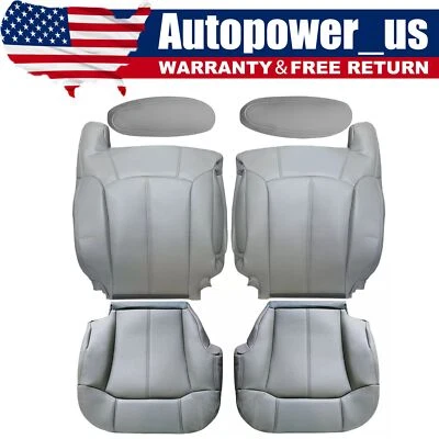Fundas de asiento y reposabrazos de cuero gris peltre para Chevy Silverado Tahoe 1999-2002 Foto 1 de 4