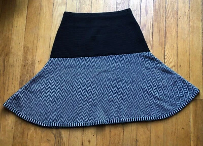 Falda HANLEY MELLON 100 % Cachemira Negra Blanca Tejida Preppy Akademia Tenis Y2k XS Foto 1 de 4