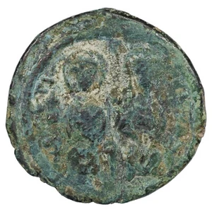 Monnaie byzantine JUSTIN II et SOPHIE - Follis - an 12 (573-575) BC.360 - cuivre - Picture 1 of 2