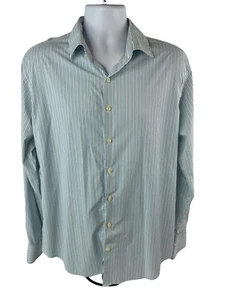 Peter Millar Shirt Mens Large Crown Sport Blue Striped L/S Button Up Performance - Picture 1 of 9