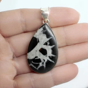 Good Looking Septarian Gemstone 925 Sterling Silver Handmade Pendant R-15 - Picture 1 of 3