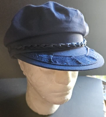 GREEK FISHERMAN'S CAP. MADE IN GREECE. BLUE WITH NICE EMBROIDERY. SIZE M / 7 1/8 - Image 1 of 4