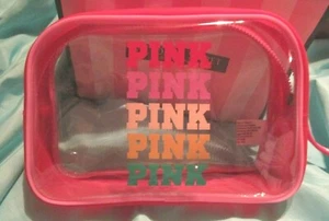 Nuova borsa da polso Victoria Secret ROSA rosso chiaro organizer trucco cosmetico  - Foto 1 di 7