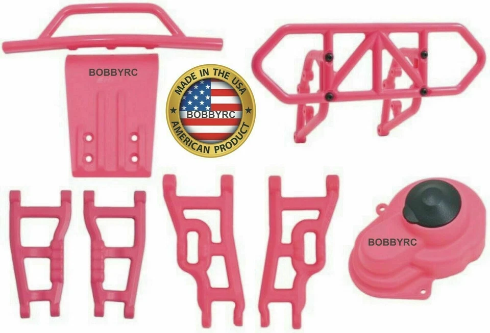 RPM Pink Suspension Arms, Gear Cover, Fr & Rr Bumpers For Traxxas Slash 2WD - Image 1 of 1