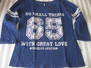 Shirt T-Shirt S 34/36 Damen Langarm Blau mit Motiv - Bild 1 von 4