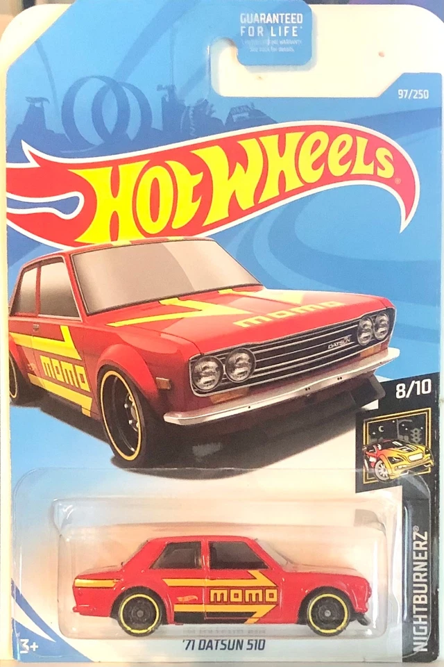 Hot Wheels 2019 Blue Card Nightburnerz 097 71 DADSUN 510 Red FYD14 - Image 1 of 1