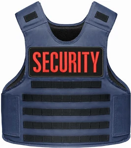 SECURITY 2 EMBROIDERY PATCHES 4X11'' VELCR@ ON BACK RED ON BLACK - Picture 1 of 3